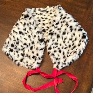 Disney Villains Cruella Costume Dalmatian Faux Fur Wrap with Red Ties